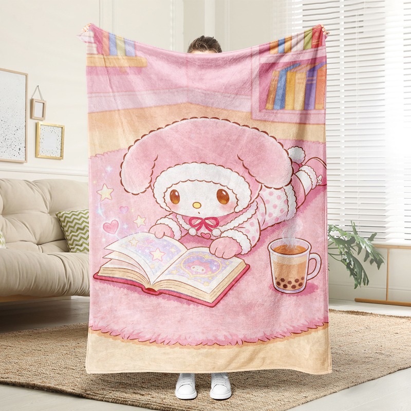 Christmas Throw Blanket - Cobertor Sanrio Aconchegante de Flanela Rosa