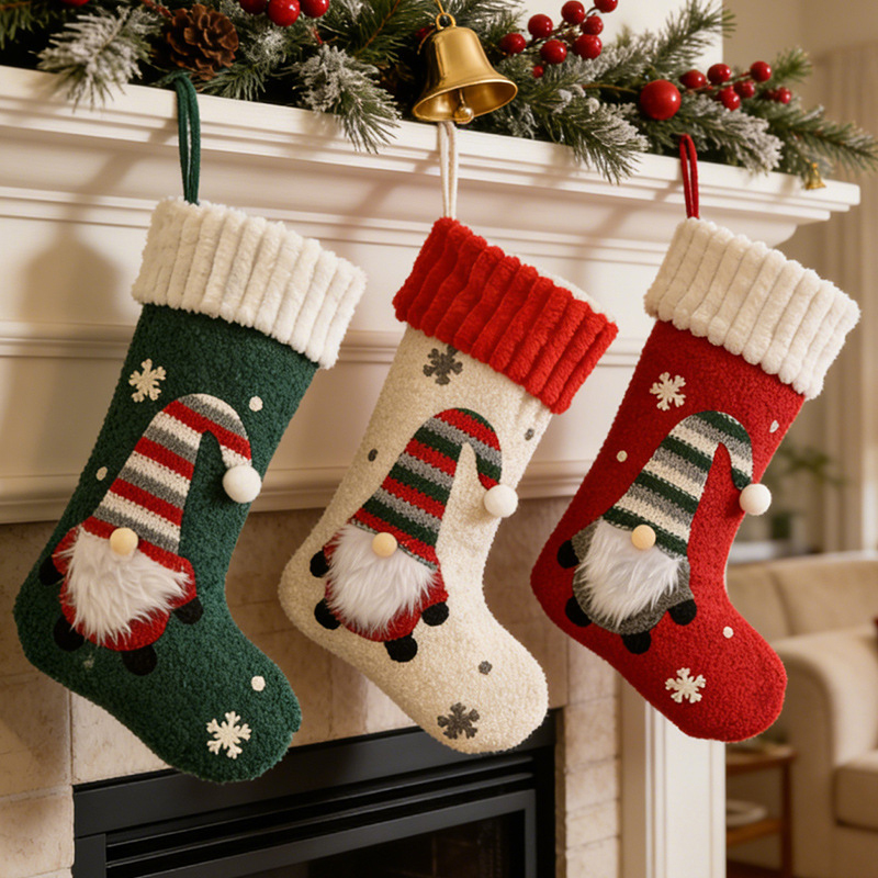 Christmas Stocking Hanging - Meia de Natal de Pelúcia Macia,
