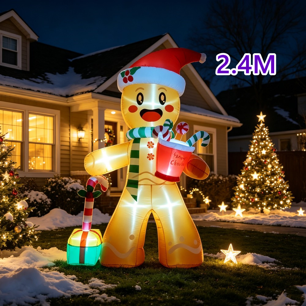 Christmas Lights Outdoor - Homem de Gengibre Inflável de Natal