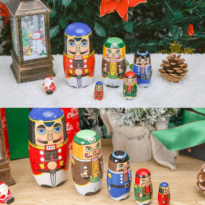 5 peças de bonecos russos de q - Nutcracker Figurine avaliação e preço