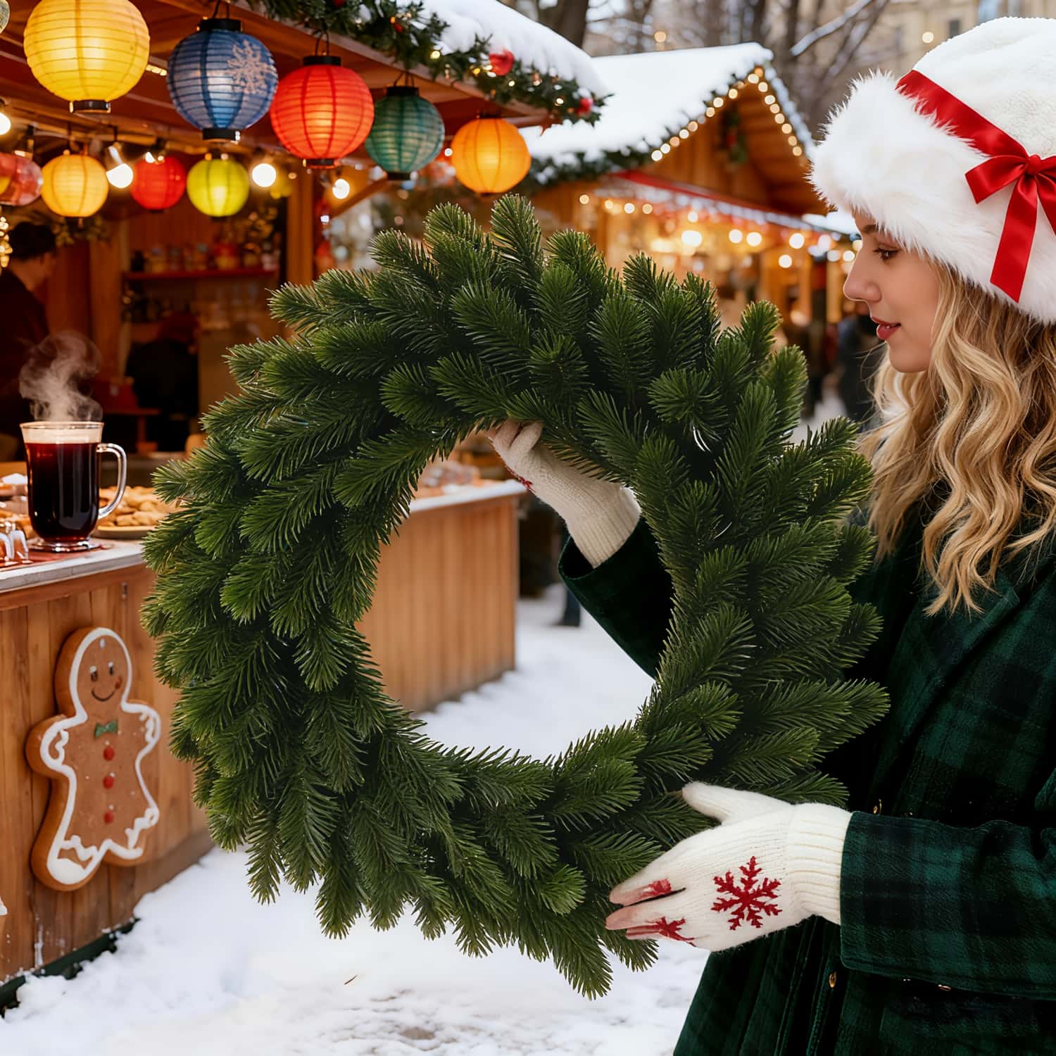 1pc grinalda de natal artifici - Christmas Wreath Fake avaliação e preço