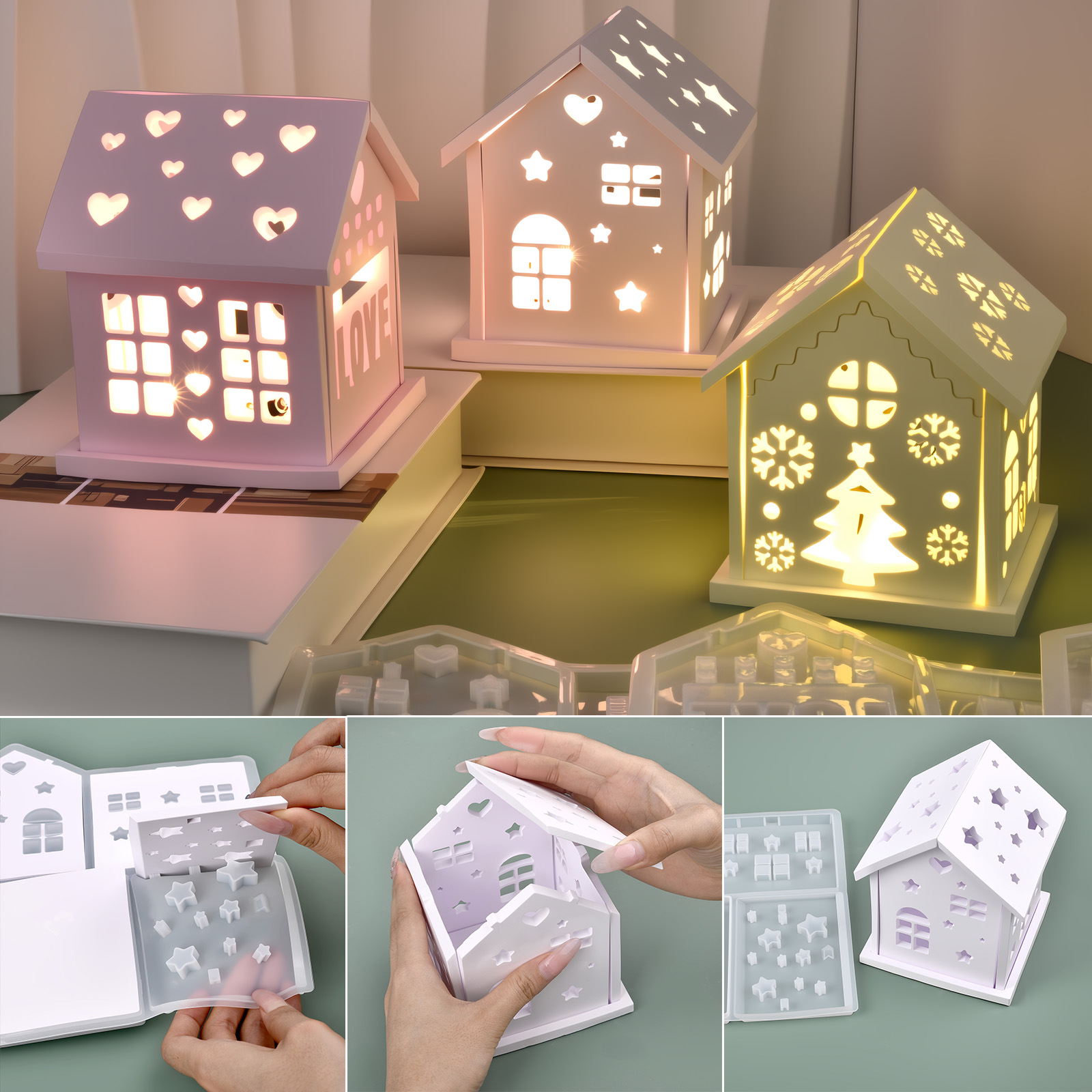 Casa 3d molde de silicone diy  - Holiday Candle Set avaliação e preço
