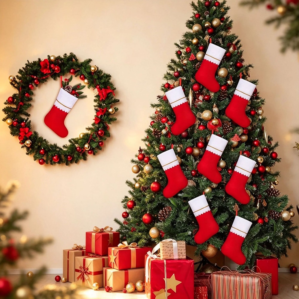 Novas Meias de Natal Vermelhas - Christmas Stocking Hanging avaliação e preço