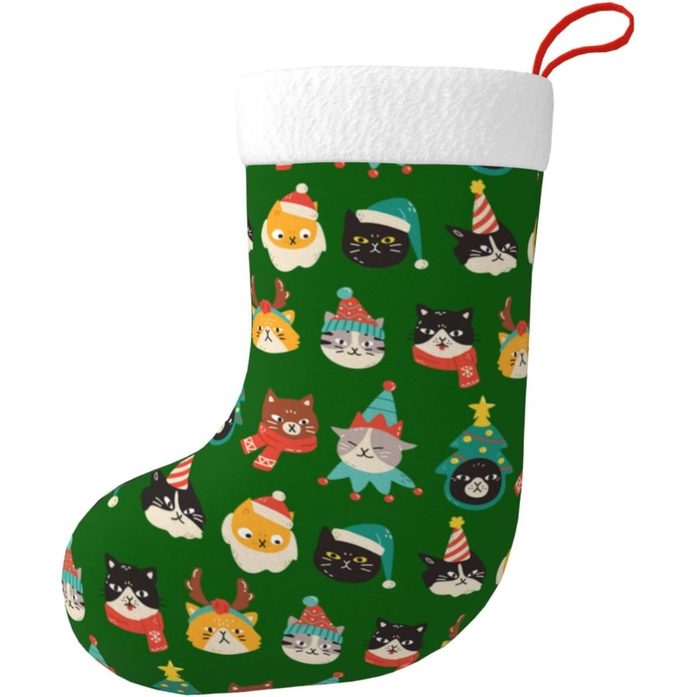 Gatos bonitos verde meias de n - Christmas Stocking Hanging avaliação e preço